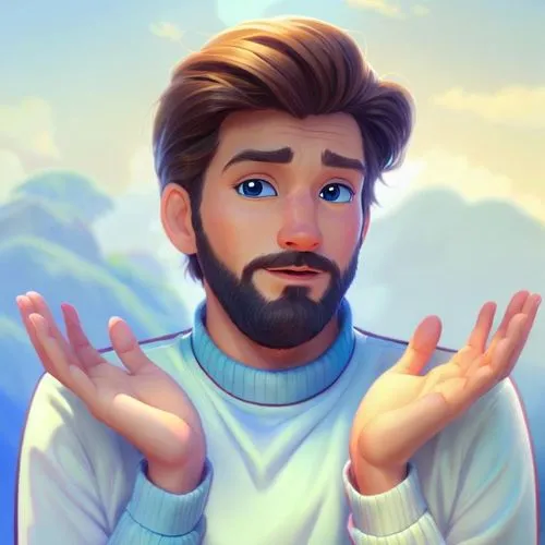 a digital painting of a man holding his hands in the air,kovic,mutairi,daequan,mutahi,jev,felix,Common,Common,Cartoon