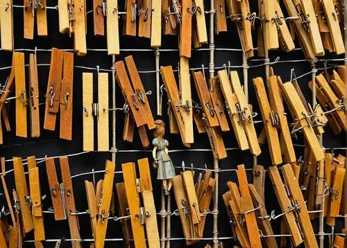 Imagine a magical world where clothespins come to life and help people complete their daily tasks.,paint brushes,traditional japanese musical instruments,brushes,traditional chinese musical instrument