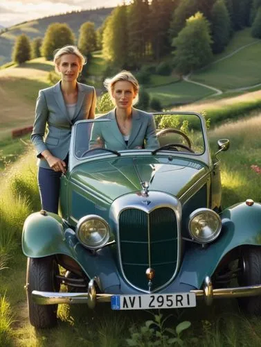 Germany’s political leader Alice Weidel dominates the action. She drives through a green Swiss meadow landscape with her pretty female partner in a valuable car whose dark green paintwork reflects the