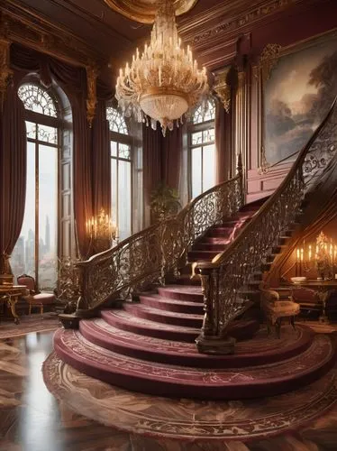 ornate room,staircase,chateauesque,opulently,winding staircase,opulent,opulence,outside staircase,circular staircase,palatial,chateau,staircases,dreamhouse,mansion,baccarat,rococo,poshest,driehaus,upstairs,luxury decay,Conceptual Art,Fantasy,Fantasy 02