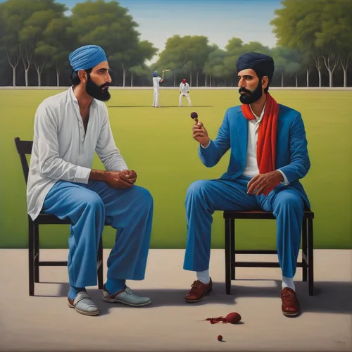 oil painting on canvas,first-class cricket,men sitting,sikh,oil on canvas,cricket,indian art,amla,cricketer,sachin tendulkar,cricket ball,art painting,test cricket,oil painting,cricket umpire,mahendra singh dhoni,guru,painting technique,croquet,khokhloma painting,Conceptual Art,Daily,Daily 22