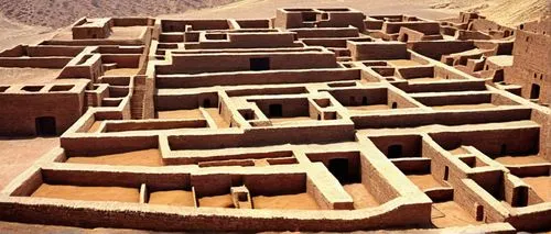 Ancient city, Harappan architecture, mud brick buildings, intricate drainage systems, advanced urban planning, narrow alleys, stepped wells, granaries, temples, public baths, citadel, fortified walls,