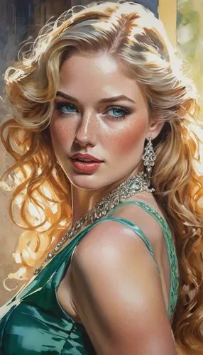 celtic woman,lopilato,blonde woman,godward,the blonde in the river,tanith,Conceptual Art,Oil color,Oil Color 09