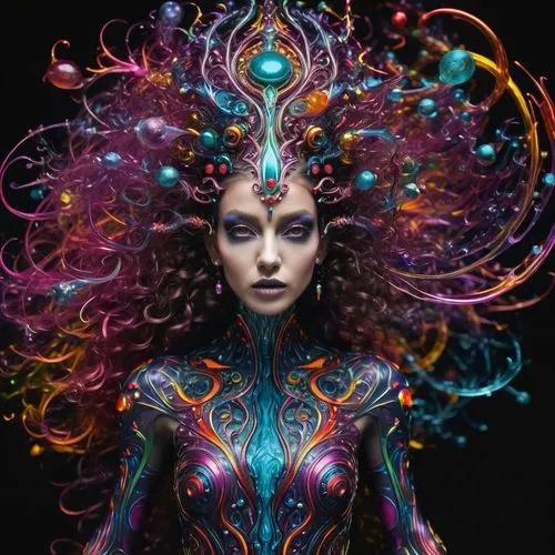 neon body painting,kerrigan,bodypainting,body painting,bodypaint,kerrii,psytrance,shpongle,the enchantress,fantasy art,body art,nebula guardian,varekai,enchantress,boho art,medusa,vodun,nebula,chakra,afrofuturism,Illustration,Realistic Fantasy,Realistic Fantasy 46