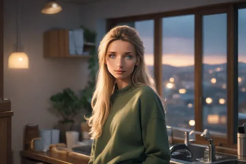 estate agent,visual effect lighting,girl in the kitchen,real estate agent,scandinavian style,sweater,blonde woman,blonde woman reading a newspaper,commercial,woman drinking coffee,digital compositing,barista,girl at the computer,samara,blur office background,blonde girl with christmas gift,elf,apartment,an apartment,female model