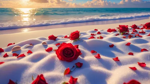 fragrant snow sea,beach moonflower,rose petals,beautiful beaches,beautiful beach,sea of flowers,splendor of flowers,dream beach,romantic rose,flowerful desert,red roses,flower blanket,flower in sunset,red sea,red anemones,flower carpet,flower background,spray roses,red petals,full hd wallpaper,Illustration,Realistic Fantasy,Realistic Fantasy 03