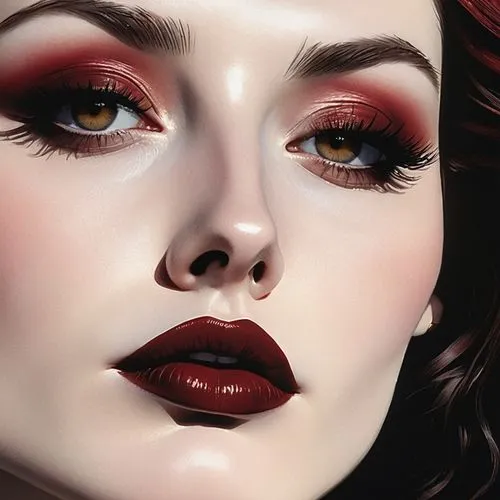 scarlet witch,vanderhorst,digital painting,vampire woman,lustrous,vintage makeup,Illustration,Black and White,Black and White 08