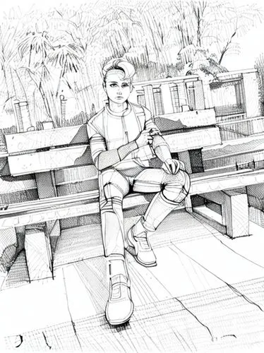 man on a bench,park bench,bench,outdoor bench,benches,male poses for drawing,girl sitting,picnic table,garden bench,comic style,coloring page,wooden bench,game drawing,line-art,animated cartoon,graphite,coloring picture,fashion sketch,in the park,drawing,Design Sketch,Design Sketch,Hand-drawn Line Art