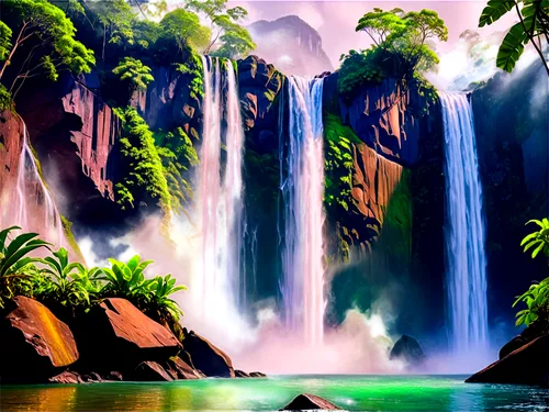 cascada,waterfall,waterfalls,nature background,green waterfall,brown waterfall,landscape background,water fall,cartoon video game background,water falls,tropical forest,neotropical,nature wallpaper,falls,oasis,ash falls,beautiful wallpaper,tropical island,cascades,background view nature,Conceptual Art,Oil color,Oil Color 25