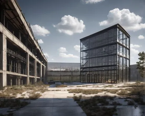 metaldyne,warehouses,renderings,solar cell base,industrial building,revit,snohetta,unbuilt,empty factory,epfl,argonne,headquarter,3d rendering,abandoned factory,glass facade,zidell,brownfields,data center,switchyard,warehouse,Conceptual Art,Fantasy,Fantasy 33