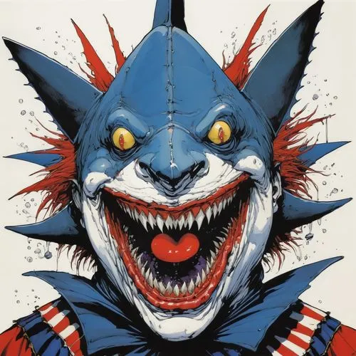 horror clown,scary clown,ryuk,creepy clown,klowns,wason,uncle sam,pennywise,amerithrax,gacy,twisty,morbius,blue demon,toothman,chucky,clown,toyman,gigan,gwangi,battaini,Illustration,American Style,American Style 06