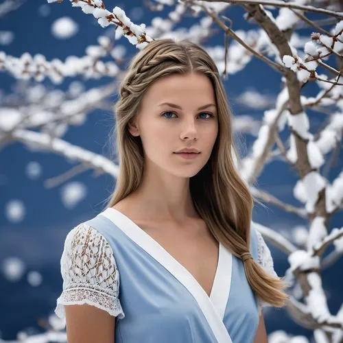 margairaz,margaery,galadriel,white winter dress,winterblueher,christmas snowy background