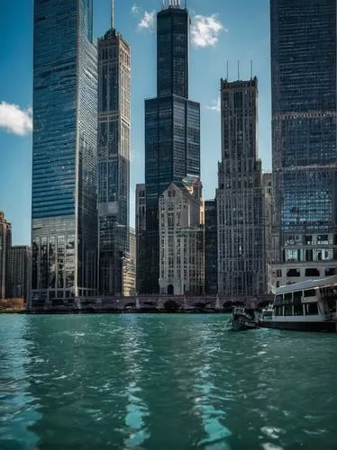 chicago skyline,chicago,chicagoan,streeterville,rencen,sears tower,chicagoland,navy pier,lakefront,detriot,tall buildings,dearborn,federsee pier,lake shore,waterfronts,dusable,dubai creek,dubay,willis tower,metra,Illustration,Realistic Fantasy,Realistic Fantasy 47