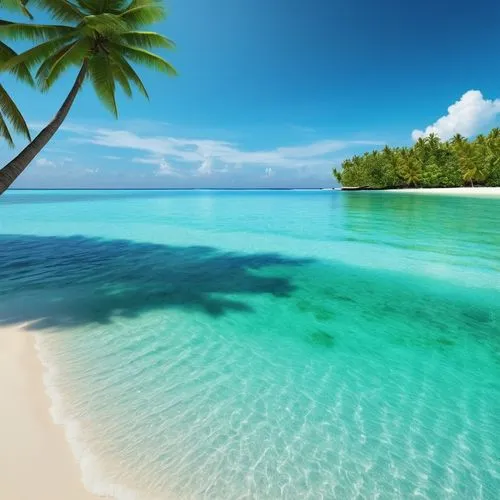 An image with a tranquil beach or emerald sea as the background. For example, a beach on a tropical island like the Maldives would be a good choice for a background.,an tropical beach on the shore of 