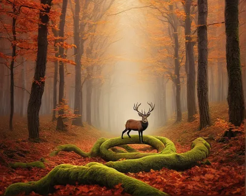 autumn forest,autumn background,forest animals,forest animal,deer illustration,forest landscape,pere davids deer,autumn landscape,foggy forest,germany forest,forest background,autumn fog,autumn scenery,european deer,fantasy picture,autumn idyll,red deer,antler velvet,fairytale forest,woodland animals,Photography,Documentary Photography,Documentary Photography 32