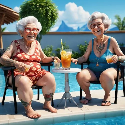 pensioners,retirement home,elderly people,retirement,senior citizens,pool bar,nanas,cocktails,sports center for the elderly,grandparents,poolside,old couple,pension mark,old people,beach goers,island residents,pensions,swimming people,mai tai,elderly