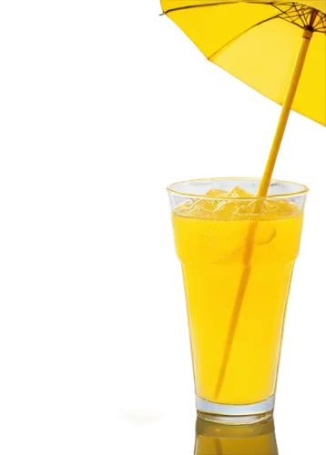 Transparent glass, refreshing drink, lemonade, yellow liquid, ice cubes, condensation droplets, straw, colorful umbrella, morning sunlight, shallow depth of field, vibrant color tone, panoramic view, 