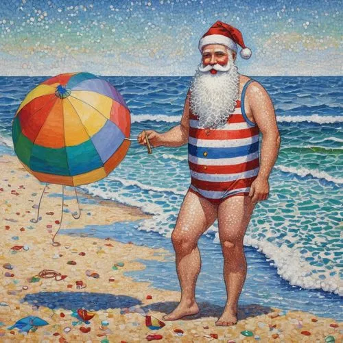 santa claus at beach,christmas on beach,man at the sea,jasinski,beach ball,santa claus,santa cruz,father christmas,christmas santa,laktionov,santaji,waldo,botero,imhoff,beachcomber,haulover,lifeguard,holidaymaker,kurelek,moroz,Conceptual Art,Daily,Daily 31