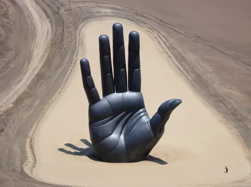 The massive sculpture in the middle of the Chilean desert respectively called the Hand of the Desert. Credit: Cultural Heritage Online / Flickr,buddha's hand,sand art,praying hands,giant hands,road co