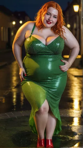 hand einer junge dame in die hüfte gestemmt, vier finger zusehen mit rot lackierten fingernägel,plus-size model,gordita,green mermaid scale,missisipi aligator,plus-size,green dress,poison ivy,green ba