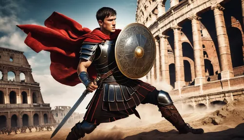 the roman centurion,rome 2,roman soldier,gladiator,trajan,ancient rome,roman history,romans,hispania rome,sparta,roman ancient,the roman empire,bactrian,julius caesar,spartan,roman coliseum,caesar,centurion,digital compositing,gladiators,Illustration,Realistic Fantasy,Realistic Fantasy 15