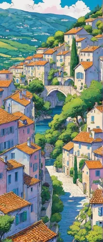 provence,mediterranean,meteora,calabria,tuscan,shirakami-sanchi,volterra,lefkada,amano,corsica,grand bleu de gascogne,buxoro,studio ghibli,samos,istria,island of rab,sicily,pinsa,dubrovnic,villages,Illustration,Japanese style,Japanese Style 04