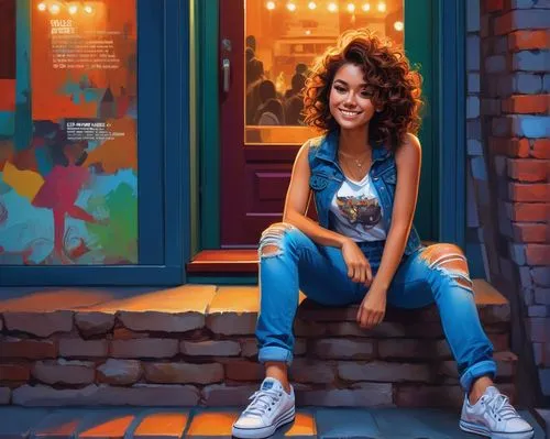 digital painting,world digital painting,leigh,donsky,girl in t-shirt,city ​​portrait,leighs,portrait background,welin,disneyfied,jurnee,girl portrait,girl sitting,disney character,pinnock,artist portrait,sanjaya,lumidee,ash leigh,digital art,Conceptual Art,Oil color,Oil Color 04