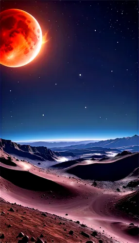 red planet,lunar landscape,alien planet,fire planet,desert planet,dune landscape,alien world,lunar eclipse,barsoom,moonscape,red earth,planet mars,exoplanet,desert,arrakis,moon and star background,red sun,gliese,brown dwarf,desert landscape,Photography,Artistic Photography,Artistic Photography 15