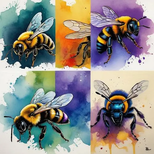 drawing bee,bumblebees,bees,bee,honey bees,blue wooden bee,Illustration,Paper based,Paper Based 05