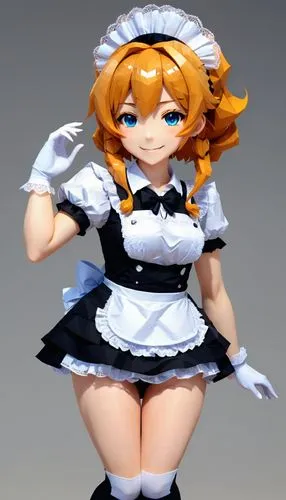 a young anime maid lace, very curvaceous  model, solo, upper body, smile, perfect hairy figure,,3d figure,honoka,kantai collection sailor,doll figure,kotobukiya,plush figure,maid,game figure,figurine,