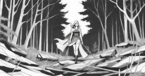 forest,haunted forest,thicket,ghost forest,ballerina in the woods,forest man,Illustration,American Style,American Style 09