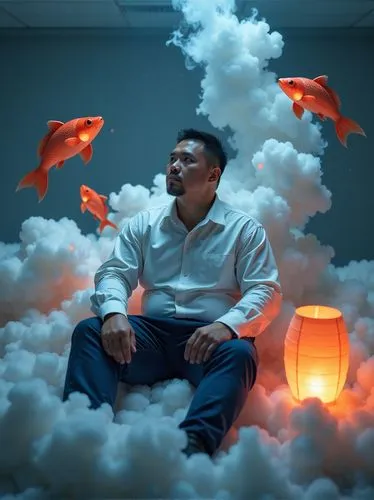 makonnen,conceptual photography,imaginasian,jianfeng,meditator,goldfish