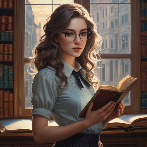 librarian,bookworm,girl studying,reading glasses,scholar,book glasses,reading,tutor,sci fiction illustration,study,author,rowan,girl in a historic way,academic,library book,fantasy portrait,read a book,readers,books,with glasses,Conceptual Art,Daily,Daily 25