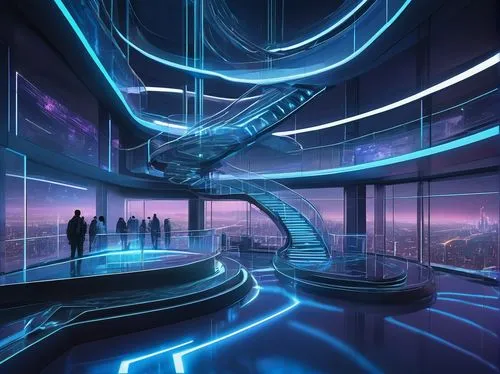 futuristic landscape,arcology,futuristic art museum,cybercity,futuristic architecture,spaceship interior,cyberport,sky space concept,tron,cyberspace,cybertown,cyberworld,cyberia,cyberscene,futuristic,ufo interior,cyberview,holodeck,scifi,cybernet,Illustration,American Style,American Style 06