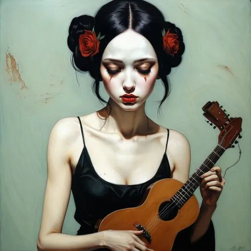 viveros,violin woman,heatherley,etam,woman playing violin,geisha girl,flamenca,jasinski,violin player,youliang,habanera,string instrument,etty,flamenco,fado,lacombe,anboto,geisha,jianying,han thom,Illustration,Realistic Fantasy,Realistic Fantasy 07