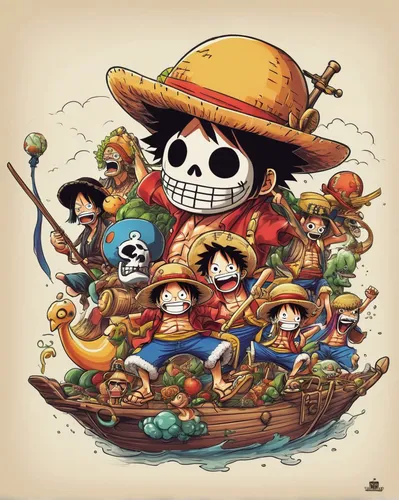 straw hats,pirate treasure,skull rowing,pirates,pirate ship,jolly roger,skull racing,pirate,piracy,straw hat,monkey island,nautical children,skull bones,onepiece,skull and crossbones,el dia de los muertos,treasure chest,galleon,day of the dead skeleton,one piece,Conceptual Art,Daily,Daily 02