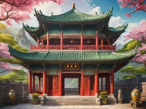 japanese sakura background,sakura background,asian architecture,qibao,tianxia,hall of supreme harmony,dojo,jinchuan,japanese shrine,zui,teahouse,xixia,victory gate,hanbok,hanging temple,sanxia,buddhist temple,dalixia,yonghai,chuseok,Conceptual Art,Fantasy,Fantasy 22