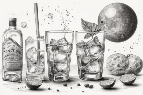 Imagine a sci-fi world where gin and tonic is the currency and write a short story set in this universe.,distilled beverage,pencil drawings,absolut vodka,drink icons,our vodka,illustrations,gin and to