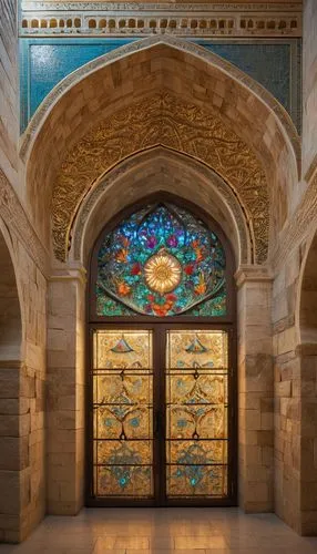 main door,stained glass windows,entranceway,hall of nations,foyer,mihrab,mosaic glass,stained glass,portal,entryway,enfilade,entrance hall,art nouveau frames,art nouveau frame,doorway,vestibule,gaudi,entrances,persian architecture,ornamentation,Photography,Artistic Photography,Artistic Photography 02