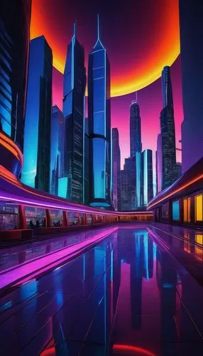 futuristic landscape,colorful city,harbin,guangzhou,cybercity,shanghai,cityscape,tianjin,shangai,moscow city,doha,fantasy city,dubai,cityscapes,cyberport,intense colours,city scape,futurist,futuristic architecture,shenzhen,Illustration,Paper based,Paper Based 21