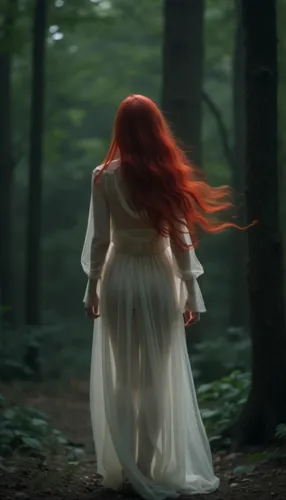 a woman in a long white dress walks through a forest,seelie,maedhros,wynonna,epica,celtic woman,sirenia