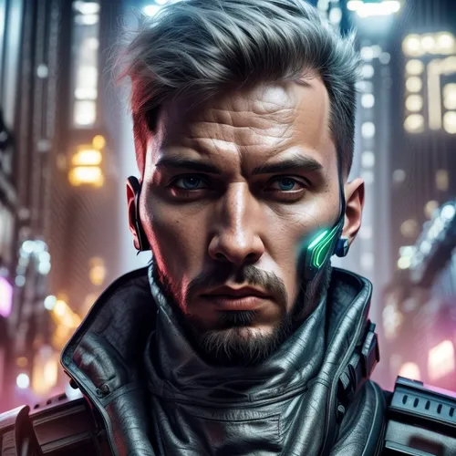 shepard,cyberpunk,cyborg,cg artwork,male elf,pompadour,merc,futuristic,scifi,portrait background,sci - fi,sci-fi,sci fiction illustration,streampunk,sci fi,male character,electro,rein,zero,cable