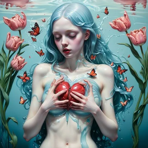 watery heart,heatherley,lotus hearts,blue heart,water nymph,heart cherries