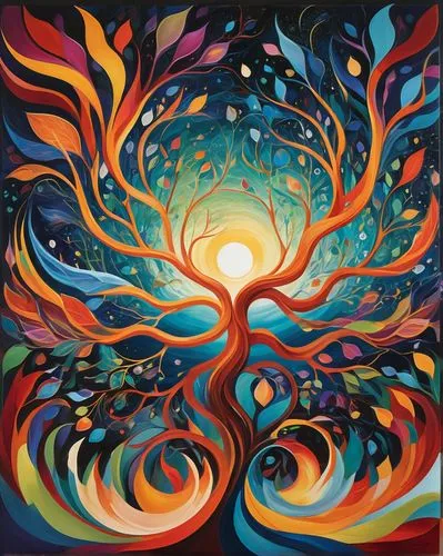 colorful tree of life,flourishing tree,tree of life,celtic tree,tangerine tree,orange tree,mantra om,the branches of the tree,connectedness,global oneness,psychedelic art,mother earth,root chakra,shamanism,magic tree,earth chakra,spring equinox,inner light,burning bush,sunburst background,Unique,Design,Logo Design