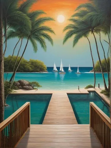 beach landscape,tropical sea,dream beach,tropical beach,tropical house,tropical island,coastal landscape,sea landscape,ocean paradise,coconut trees,paradises,sailboats,an island far away landscape,boat dock,caribbean beach,south pacific,landscape background,mustique,paradise beach,boat landscape,Art,Artistic Painting,Artistic Painting 02