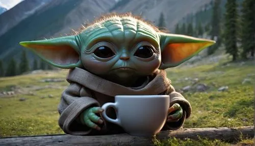 yoda,tea zen,cup of cocoa,coffee break,tea drinking,a cup of tea,tea,hot drink,drinking coffee,cup of tea,boba,chewy,jedi,ivan-tea,latte art,tea time,starwars,coffe,a cup of coffee,cup of coffee