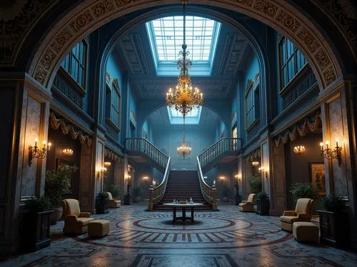 entrance hall,hallway,royal interior,foyer,cochere,corridors,enfilade,corridor,lobby,gringotts,ornate room,empty interior,anteroom,atriums,ballroom,ateneum,teylers,mikhailovsky,glyptotek,emporium