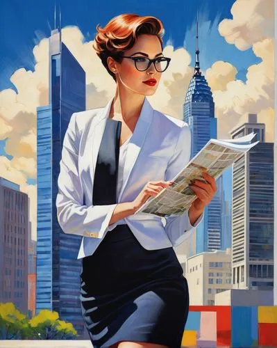 secretarial,woman holding a smartphone,blonde woman reading a newspaper,retro woman,vettriano,art deco woman,retro pin up girl,businesswoman,retro women,attendant,secretaria,forewoman,secretariats,business woman,women in technology,sci fiction illustration,retro girl,advertising figure,secretariate,female worker,Conceptual Art,Oil color,Oil Color 25