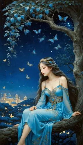 fantasy picture,amphitrite,ariadne,delwyn,blue enchantress,blue moon rose,Illustration,Realistic Fantasy,Realistic Fantasy 08