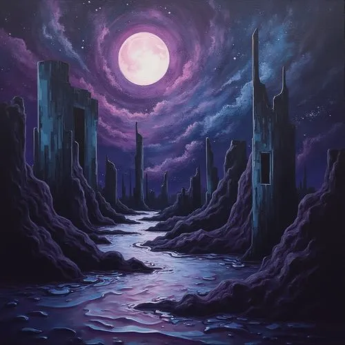 purple moon,purple landscape,moonsorrow,moonscape,la violetta,nacht